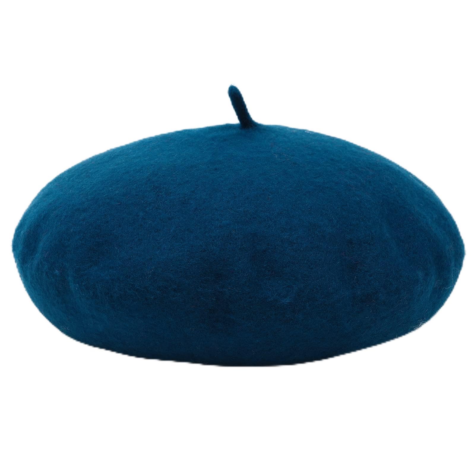 Women French Wool Beret Hats - Solid Color Classic Beanie Winter Cap
